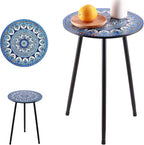 Party Zealot 1 Pack Metal Mosaic Round Side Table 13.4" Small End Table for Patio Round Accent Garden Corner Stand for Small Spaces Weather-Resistant for Balcony Plant Stand Indoor Outdoor