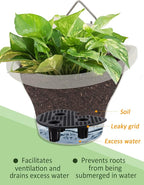 MADHOLLY 6Pcs Vertical Hanging Planters for Outdoor Plants - Wall Plant Holder for Indoor Decorations Garden Fence, Plastic Flower Pots with Drainage Grid and Hooks (Blue)