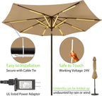 Outdoor Patio Umbrella Lights, 1000 Lumens 15W Warm White LED, Waterproof with Dimmable Timer l Umbrella Pole Light for Patio Umbrella Decor Lighting - ALL FORTUNE