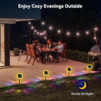 Outdoor Solar Lights, 4 Pack Upgraded Solar Sunflower Lights, Ground/Wall 2-in-1 Waterproof Solar Garden Lights for Yard, Landscape, Fence, Path, Patio, Driveway, Backyard Decor (Colourful)