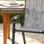 MAMIZO Patio Dining Chairs, Stackable All Weather Teslin Chair, Heavy Duty Outdoor Breathable Chairs Set, w/Armrests, Upgraded Chair FeetW/Strenthened Iron Spacers, 330 LBS (4, Grey)