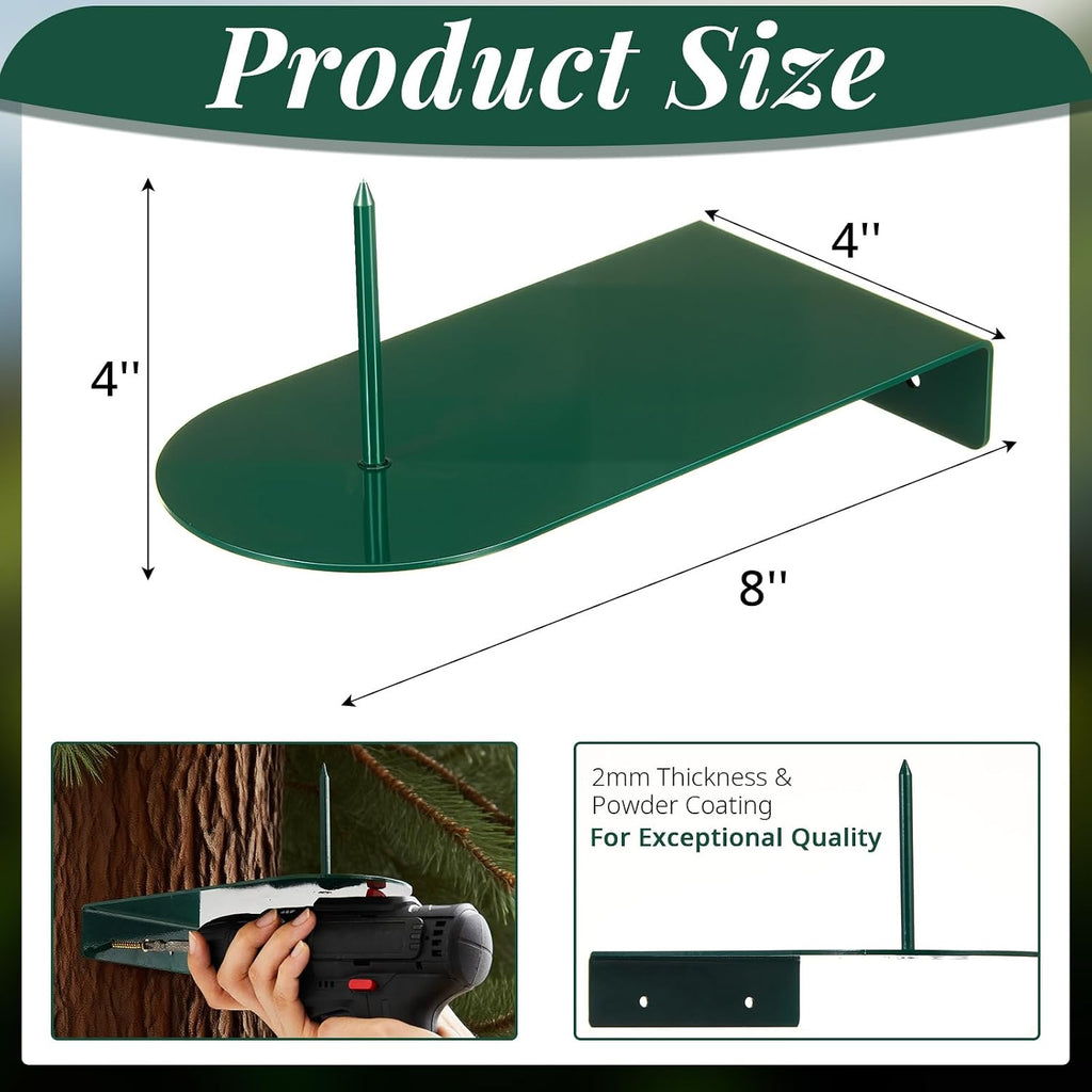 1 Pcs Squirrel Corn Cob Feeder Metal Platform Tree Post Mount | Backyard Wildlife Feeding Station, Rust Resistant Green Finish, Mounting Hardware Included, Fits Tree Trunk or Fence Post