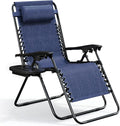 Nestl Zero Gravity Chairs, Portable Patio Lounge Chair Outdoor with Pillows & Cup Holder Trays, Adjustable Steel Mesh Reclining Camping Chair, Folding Patio Lawn Chair for Deck, Beach, Yard - Blue