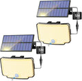 Peasur 2 Pack Solar Motion Lights Outdoor, 318 LED Solar Security Light with 3 Modes, IP65 Waterproof Powered Flood Lights for Outside Garden Patio Garage Yard Backyard Warm White