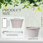 VIDELLY 4 Pcs Hanging Planters,10" Hanging Pots Plastic Hanging Flower Plant Basket with Drainage Trays & Chain Holder for Outdoor Indoor Plants Garden Balcony Decoration, Light Gray