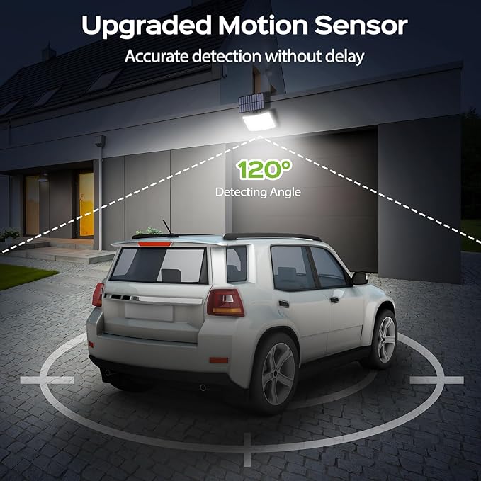 Adiding Solar Outdoor Lights, 2800LM LED Flood Lights with 16.4 Ft Cable, Remote Control Solar Motion Sensor Lights with 3 Modes, Solar Powered Security Lights for Outside Patio, Yard, Garage, 1 Pack