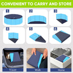 Dog Pool, Foldable Pet Swimming Pool with 6mm High-Strength PP Board, Hard Plastic Collapsible Doggy Pools for Small Dogs Kitty Duck,Non-Slip Doggie Bathtub Quick to Set Up and Drainage Hole(32x8in)