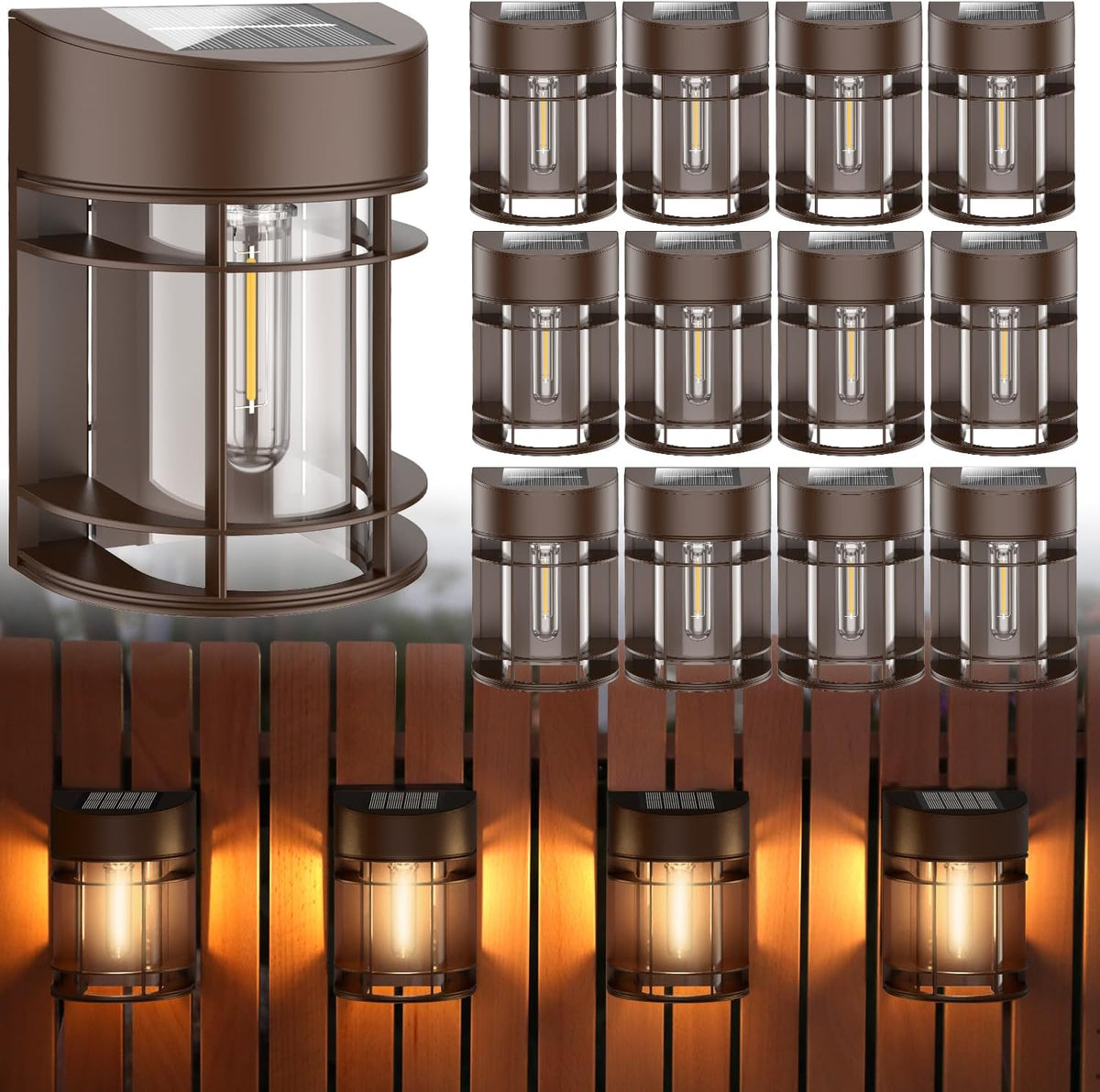 solar lights outdoor, 12 pack solar fence lights, main product view