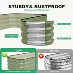 1MORE Raised Garden Bed -5X3X1 Galvanized Planter Box for Outdoor Gardening,4 in 1 Modular Raised Bed Kit with Protective Tape, Gloves for Herb，Ideal for Vegetables and Plants.Green-2Pcak