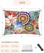 Sun Shade Sail 12'x16' Boho Floral Rectangle Sun Shade Sails Canopy Waterproof Mandala Flowers Plant Outdoor Sunshades Sand UV Block Cover Shade Cloth for Patio Backyard Garden Deck Porch Lawn