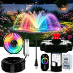 Pond Fountain Aerator,Pond Aerator,with Dynamic LED RGB Lighting Adjustable Modes, Digital Timer | 1 HP 15,000 GPH, 750W 110V, 100FT Cord - for Large Ponds, Lakes & Outdoor Water Features