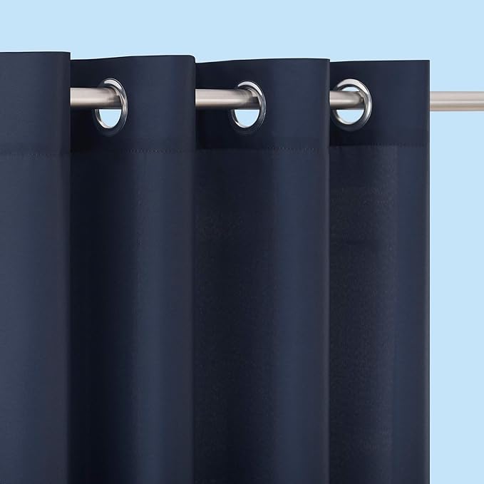 Sun Zero Marina Indoor/Outdoor UV Protectant Energy Efficient Grommet Curtain Panel, 54" x 95", Navy Blue