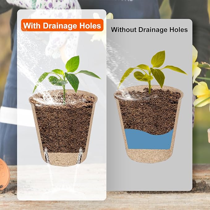 60 Packs 3.15 Inch Peat Pots,Biodegradable Pots for Seedlings with Drainage Holes, Garden Germination Nursery Pots with 50Pcs Plant Labels