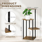 4 Tier Plant Stand Indoor, Thickened Metal Wood Corner Plant Shelf Stands for Multiple Plants, Indoor Tall Plants Stand Tiered Flower Holder for Living Room Patio Garden Balcony(Black+Brown)