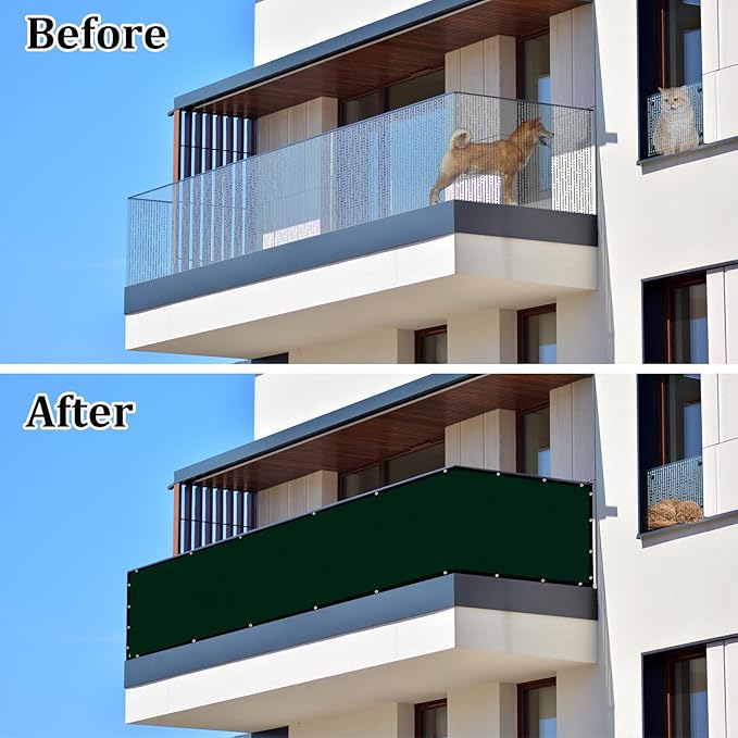 UPGRADE Privacy Screen 3' x 10' Fence Commercial Shade Cover with Brass Grommets Heavy Duty Perfect for Outdoor Back Yard, Dark Green, Customizable