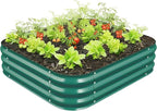 Galvanized Raised Garden Bed for Gardening, 4x4x1ft Large Square Metal Planter Boxes Outdoor for Vegetable,Flower,Herb,Modular Above Ground Growing Container,Green,Easy Assembly