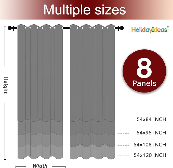 HolidayIdeas Grommet Outdoor Curtains for Patio Waterproof 8 Pcs All Weather Balcony Outside Curtains for Apartments, Gazebo, Pergolas, Porch, 54x108 Inch, Cream