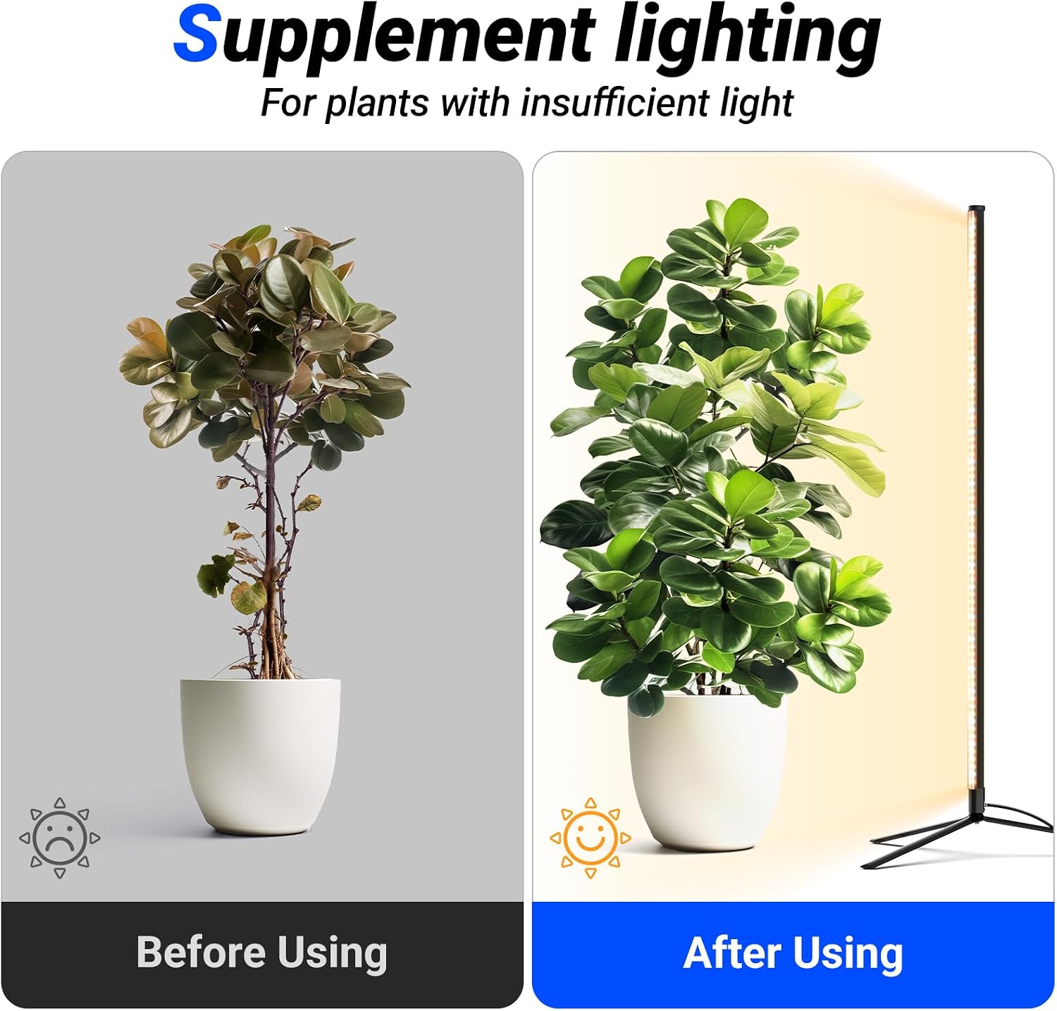 Barrina T10 Vertical Grow Light, 4FT 42W, Full Spectrum, High PPFD | Grow Lights for Indoor Plants, Standing Side Lighting to Plant Stand Flower and Tall Plants, Foot Switch with Tripod Base