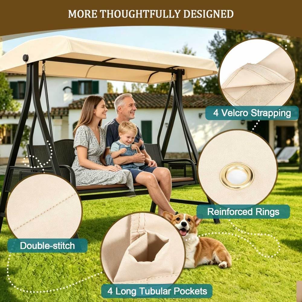 Porch Swing Canopy Replacement Top, 2/3 Seater Hammock Cover Top, Outdoor Swing Canopy Replacement Top Cover, Swing Chair Canopy Replacement for Garden Swing Chair,Blue,92" L x 46.5" W x 9" H