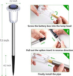 Solar Pathway Lights 10 Pack Christmas Solar Lights Outdoor Waterproof 6000K Cold White Yard Lighting, LED Stainless Steel Stake (Pink, 10 Pack)
