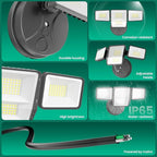 70W 7000LM LED Flood Lights Outdoor, Switch Controlled Security Lights with 4 Heads, Adjustable Heads, 6500K Daylight IP65 Waterproof Outside Wall Light for Backyard, Yard, Garage, Patio