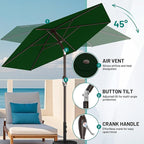 AreShark 7.5FT Patio Umbrella Table Market Umbrella with 6 Sturdy Ribs, Button Tilt/Crank, Heavy-Duty Outdoor Umbrellas for Pool, Deck, Garden and Backyard, Dark Green