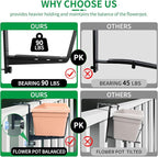 Window Box Brackets, Adjustable Planter Box Brackets, Heavy Duty Iron Flower Box Brackets for Railings, with Enhanced Bottom Support - Perfect for Balconies, Fences, and Gardens (Black, 4 Pack)