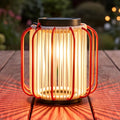Outdoor Solar Lantern for Patio Waterproof, Rechargeable Table Lamp | IP54, 3000mAh 30H+ Runtime, USB-C & Solar Charging, Boho, Iron-frame, 3 Brightness Level