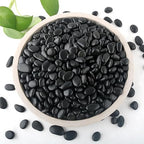 2lb Black Rocks for Planters- 1/4" - 3/4" Polished Black Stones Smooth Flat Pebbles for Fish Tanks Decorative River Rocks for Vases Bonsai Pots Garden Stones for Landscaping and Yards