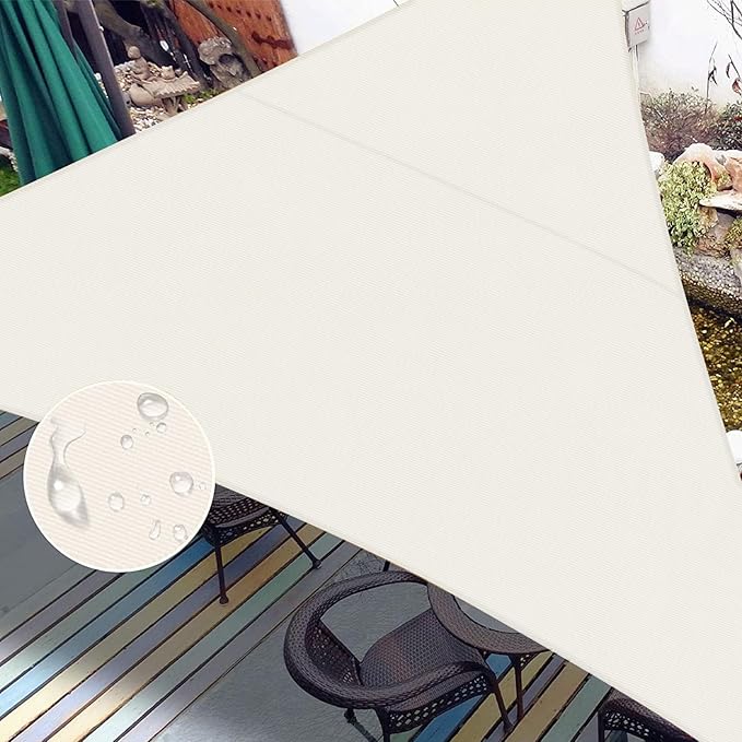 LOVE STORY Right Triangle 10'x15'x18' Waterproof Sun Shade Sail Canopy UV Block for Outdoor Patio Backyard Carport,Cream(We Make Custom Size)
