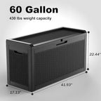 DRATO 60 Gallon Deck Box, Waterproof Resin Large Outdoor Storgae Box for Patio Furniture, Patio Cushions, Gardening Tools, Pool Supplies, Lockable（Black，60 Gallon）