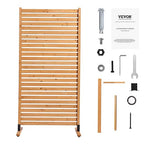VEVOR Wooden Privacy Screen,36" W x 73" H Outdoor Privacy Screen, Freestanding Wood Privacy Panel with Stand,Outdoor Divider for Balcony Patio Lawn Garden