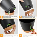 Planters for Indoor Plants 7/6.5/6/5.5/5 Inch, Self Watering Flower Pots with Drainage Holes and Saucers 5 Pack Plastic Pots for Plants, Succulents, Herbs, Cactus, Flower, Black