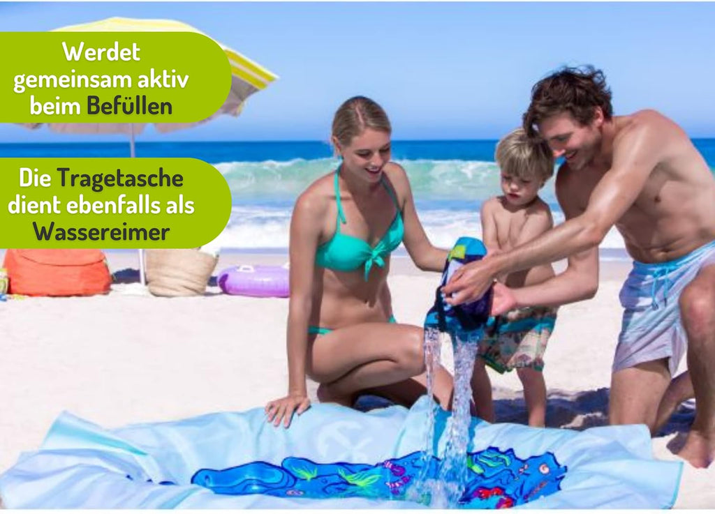 EverEarth E Lite Waterproof Beach Blanket & Kiddie Pool, Blue