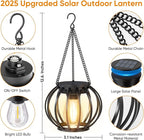 Solar Lanterns Lights Waterproof: 4 Pack Metal Hanging Outdoor Lights for Garden Yard Patio - Warm LED Tabletop Pathway Tree Decor - Birthday Spring Gifts for Women Mom 2026