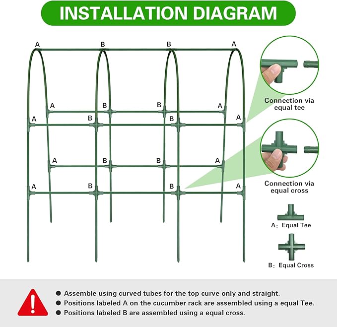 Cucumber Trellis for Raised Bed, U-Shape Garden Trellis for Climbing Plants Outdoor, Metal Arch Trellis for Vegetables, Plant Support for Tomato, Pea, Zucchini, Squash