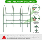 Cucumber Trellis for Raised Bed, U-Shape Garden Trellis for Climbing Plants Outdoor, Metal Arch Trellis for Vegetables, Plant Support for Tomato, Pea, Zucchini, Squash