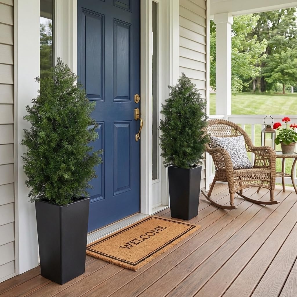aveyas 4ft artificial cedar topiary trees, 4 feet showing dimensions
