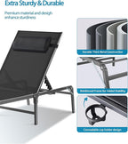 4 Pack Foldable Chaise Lounge Chair with Cup Holder, Assemble-Free Outdoor Lounge Chair with Detachable Pillow and 6 Adjustable Backrest, Patio Lounge Chair for Outside Poolside Beach Pool, Black