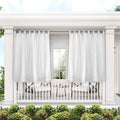 Exclusive Home Cabana Solid Indoor/Outdoor Light Filtering Hook-and-Loop Tab Top Curtain Panel Pair, 54"x63", White