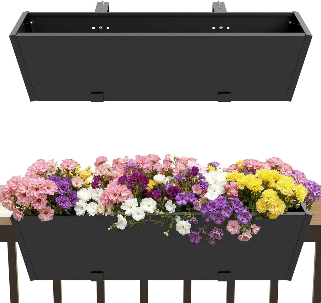 36 inch railing planter boxes, heavy duty metal, main product view