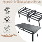 HOMREST Metal Outdoor Ottoman, 3-Piece Aluminum Footstool w/Removable Cushion, Multipurpose Footrest Stool with Coffee Side Table Additional Seating, Set of 3 Outdoor Ottomans for Patio Deck (Grey)