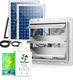 solar exhaust fan for greenhouse with smart thermostat, main product view