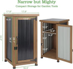 Outdoor Storage Cabinet Waterproof with Metal Top, Wooden Potting Bench Table Tool Organizer with Adjustable Shelf for Patio Backyard Garden