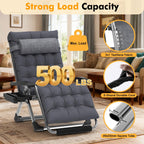 Slendor Oversized Zero Gravity Chairs XXL, 33In Recliner Chair, Dark Gray | Reclining Lounge Chair, Folding Anti Gravity Chairs w/Aluminum Alloy Lock, Removable Cushion&Headrest, 500lbs, for Lawn Patio