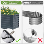 4x2x2ft (2 Pack) Raised Garden Bed - Galvanized Deep Root Planter Boxes Outdoor with Wing Nuts and Safety Edges for Gardening Vegetables, Flowers, Herbs, Succulents - Gray