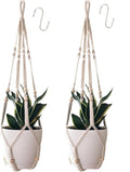 Macrame Plant Hanger for 4-12 Inch Pot Indoor Crochet Hanging Plant Holder Outdoor Boho Home Decor Basket wall Window Rope White Large Long (Ivory)