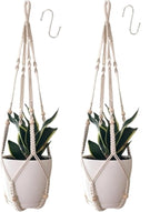 Macrame Plant Hanger for 4-12 Inch Pot Indoor Crochet Hanging Plant Holder Outdoor Boho Home Decor Basket wall Window Rope White Large Long (Ivory)