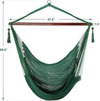 Bathonly Large Hammock Chair with Spreader Bar, Caribbean Hammock Swing Chair, XL Hammock Chair Outdoor Indoor, 330 LBS Weight Capacity, Green