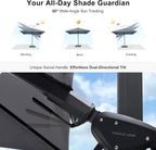 PURPLE LEAF 11.5' X 8.2' Tilting Patio Umbrella with Base Outdoor Cantilever Swivel Rectangle Umbrella Aluminum Offset Umbrella with 360-degree Rotation for Garden Deck Pool Patio Light Grey